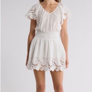 Ramy Brook Ryan Lace Trim Linen Minidress - Size S - NWT  - white